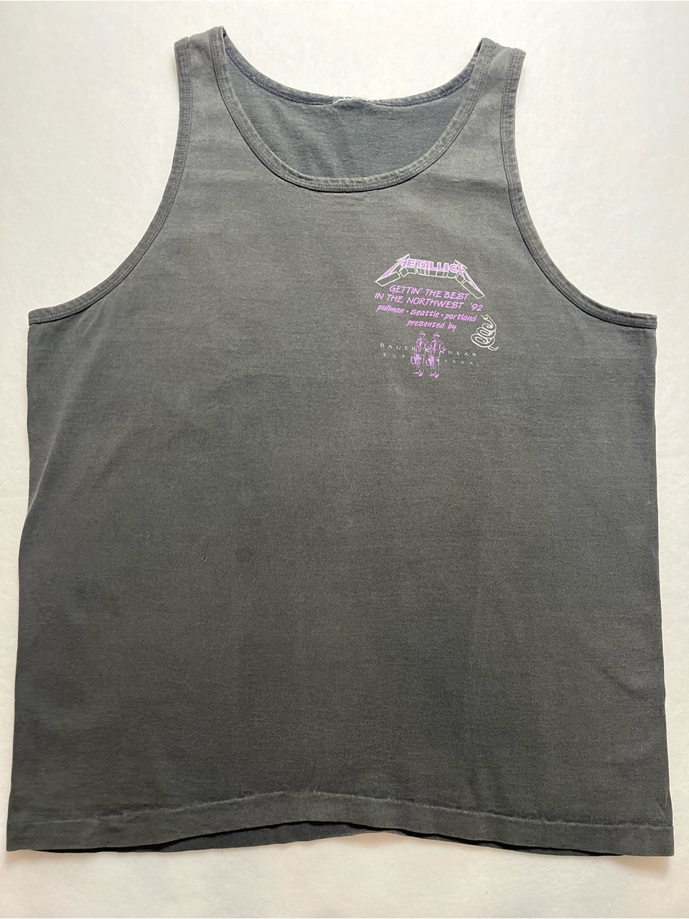 VINTAGE grey Metallica tank top from 1992 As Is no tag Measurements in Pics